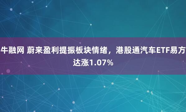 牛融网 蔚来盈利提振板块情绪，港股通汽车ETF易方达涨1.07%