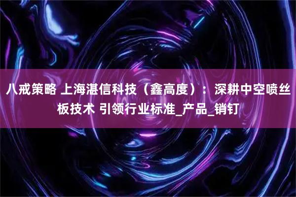 八戒策略 上海湛信科技(鑫高度):深耕中空喷丝板技术 引领行业标准_产品_销钉